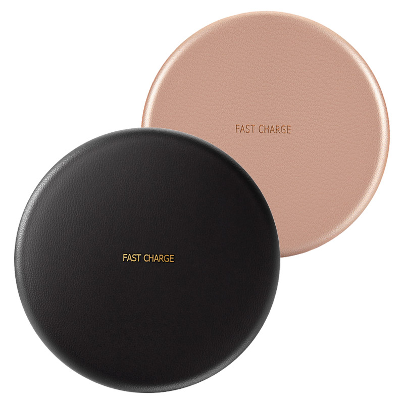 Leather face fast wireless charger pad